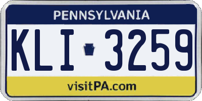 PA license plate KLI3259