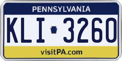 PA license plate KLI3260