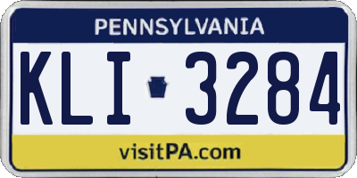 PA license plate KLI3284