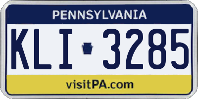PA license plate KLI3285