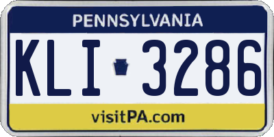 PA license plate KLI3286