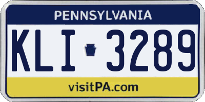 PA license plate KLI3289