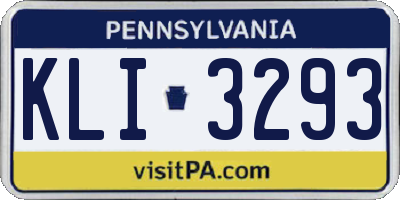 PA license plate KLI3293
