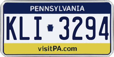 PA license plate KLI3294
