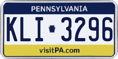 PA license plate KLI3296
