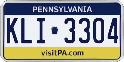 PA license plate KLI3304