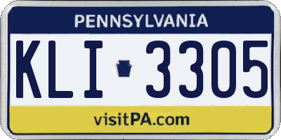 PA license plate KLI3305