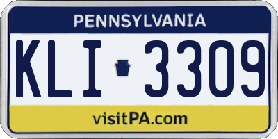 PA license plate KLI3309