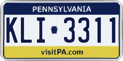 PA license plate KLI3311