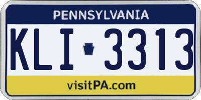 PA license plate KLI3313