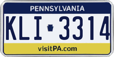 PA license plate KLI3314