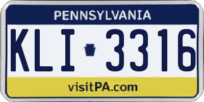 PA license plate KLI3316