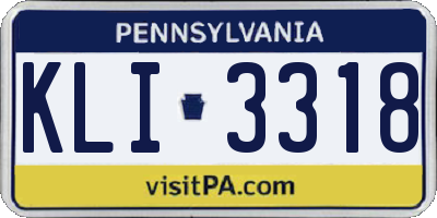 PA license plate KLI3318