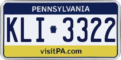 PA license plate KLI3322