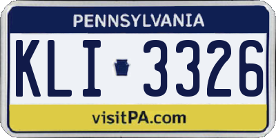PA license plate KLI3326