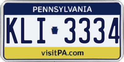 PA license plate KLI3334