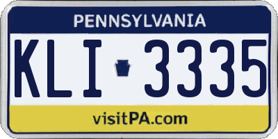 PA license plate KLI3335