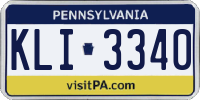 PA license plate KLI3340