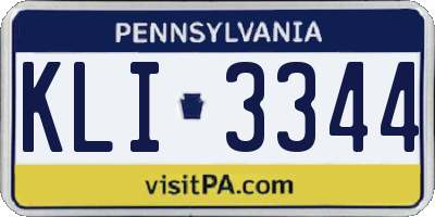 PA license plate KLI3344