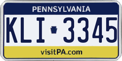 PA license plate KLI3345