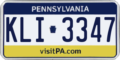 PA license plate KLI3347