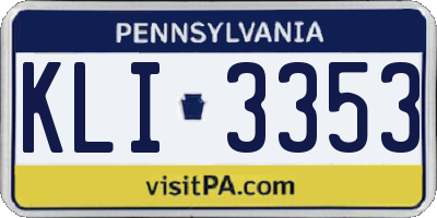 PA license plate KLI3353