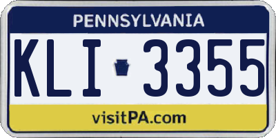 PA license plate KLI3355