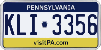PA license plate KLI3356