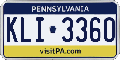 PA license plate KLI3360