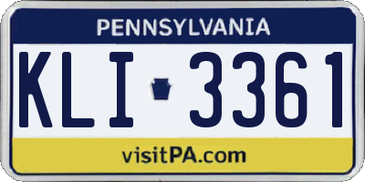 PA license plate KLI3361
