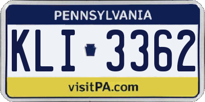 PA license plate KLI3362
