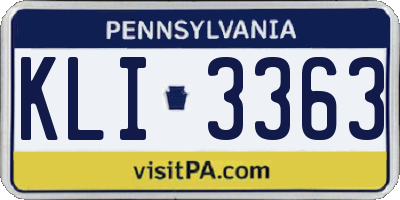 PA license plate KLI3363