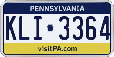 PA license plate KLI3364
