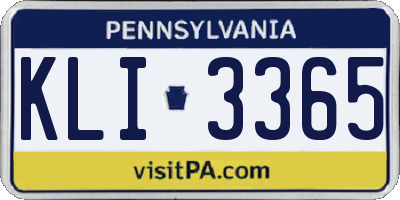 PA license plate KLI3365