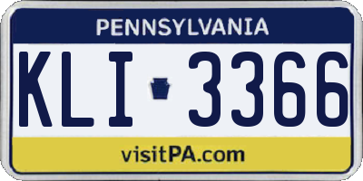 PA license plate KLI3366