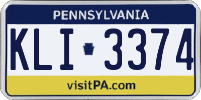 PA license plate KLI3374