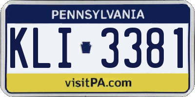 PA license plate KLI3381