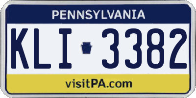 PA license plate KLI3382
