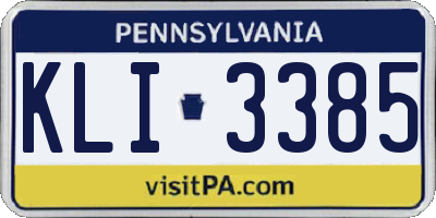 PA license plate KLI3385