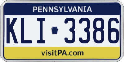 PA license plate KLI3386