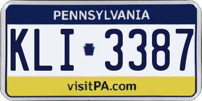 PA license plate KLI3387