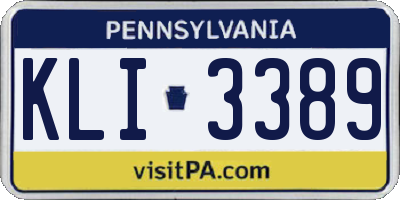 PA license plate KLI3389