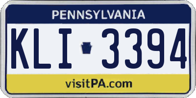 PA license plate KLI3394
