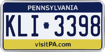 PA license plate KLI3398