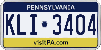 PA license plate KLI3404