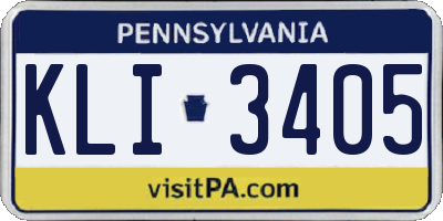 PA license plate KLI3405