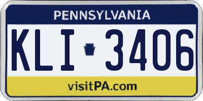 PA license plate KLI3406