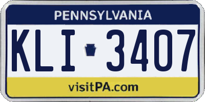 PA license plate KLI3407