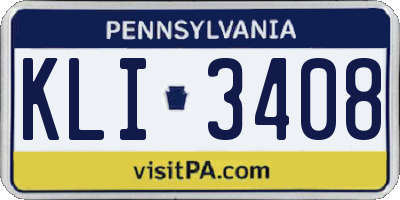 PA license plate KLI3408