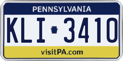 PA license plate KLI3410